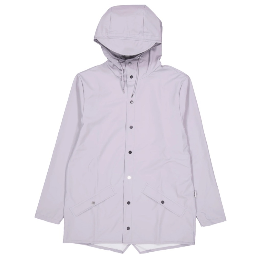 Rains Jacket Flint Gray Lilac Waterproof Hooded‎ Raincoat Snap Button 12010